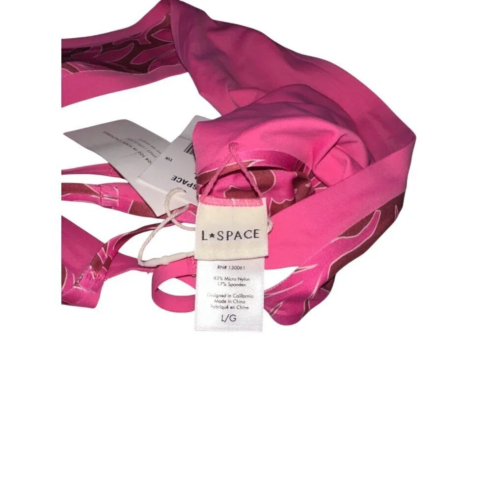 LSpace Pink Printed Bikini Bottoms Womens Size L